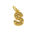 Gold stainless steel letter S pendant with sparkling crystal rhinestones inlay - S