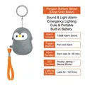 Dark gray penguin-shaped personal alarm keychain with 130dB sound and LED strobe light - Chinese Packaging / Penguin / Dark Gray