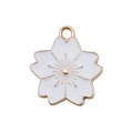 Cherry blossom charm with white enamel petals and gold edging for DIY jewelry - Cherry Blossom Charm (14793)