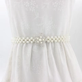 Ceinture élégante en perles blanches avec boucle étoile en strass pour robe - Pentagramme