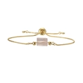 Adjustable gold chain bracelet featuring a minimalist pink natural stone hexagonal column - Copper+Rose Quartz