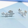 Three gradient star stud earrings in S925 sterling silver with a polished finish - Silver
