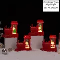 Vintage red Christmas train night light with festive snowman and Santa scenes - Mini Christmas Train Night Light Style (2250)