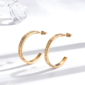 Gold C-shaped titanium steel earrings with micro-set rhinestones in bohemian style - Gold Base White Stone