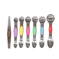 7-piece magnetic stainless steel measuring spoon set with colorful handles and leveler - Bagged Colorful Double-Ended Measuring Spoons And Leveler (F153C)