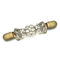 Vintage bronze shawl clip with filigree patterns and sparkling rhinestones - Large Antique Bronze With Rhinestones
