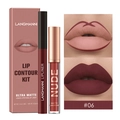 Matte liquid lipstick and lip liner set in deep red shade #06 for contouring - 06