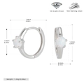 Dimensioni dettagliate che mostrano il diametro di 1,49cm degli orecchini a cerchio in argento - Argento 925 / Placcato Argento - Opale Artificiale Bianco