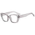 Minimalist cat-eye blue light blocking glasses with transparent grey frame in 45-degree view - Grey Frame