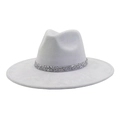 Detail of light grey suede fedora hat with shimmering rhinestone band decoration - 58 / Light Gray