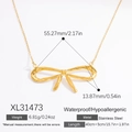 Golden titanium steel butterfly pendant necklace with 18k gold plating and dimension specs - 18K Gold / Gold