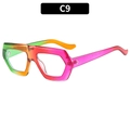 Occhiali da sole geometrici sfumati arcobaleno con stanghette rosa trasparenti eleganti - Montatura Arcobaleno Lenti Trasparenti