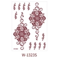 Brown mandala henna temporary tattoo sticker with floral design in burgundy finish - Wine Red Mandala Symmetrical Style (W-1323S)