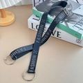 Black knit tote bag strap featuring fashion lettering and silver metal lobster clasps - 20cm Base / Black FASHION Strap