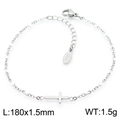 Zilveren roestvrijstalen armband met kruishanger en witte kralen 180 mm lengte voor dames - Zilverwit