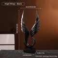 Modern black resin angel wings statue in matte finish with a minimalist pedestal - 7126E-4303 Black Angel Wings-Large