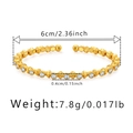 Detailed size chart of gold plated bangle showing 6cm diameter and 0.4cm width dimensions - White Zirconia Inlaid Style