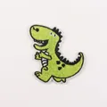 Cute cartoon green dinosaur embroidered patch iron-on patch for bags and clothing 6x5.2cm - No. 10 (Bright Green T-Rex)
