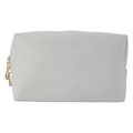 Beauty case quadrato bianco in pelle PU a grana incrociata con cerniera dorata di lusso - Piccolo / Bianco puro