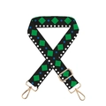 Adjustable wide shoulder strap for bags with green geometric pattern and gold clips - Ethnic Style 4