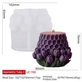 Molde de silicona para vela de tulipán geométrica DIY con acabado blanco traslúcido - Tulipán Geométrico C