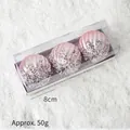 Set di palline di Natale rosa a righe con paillettes da 8 cm per decorazioni - Palla Opaca a Righe Rosa Baby (50g)