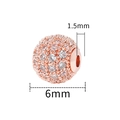 6mm rose gold paved zircon round spacer bead for DIY jewelry making with 1.5mm hole - 6mm-White Zirconia-Rose Gold