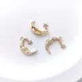 14K gold plated moon and star pendant with zirconia for DIY necklace jewelry making - Style C Moon Pendant 12x20mm / 1 Piece