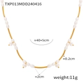 Collana minimalista con perle d'acqua dolce, tubo in metallo dorato e catena regolabile - Collana / Oro