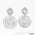 Minimalist silver geometric spiral stud earrings with concentric circles in a metal finish - Silver Double Spiral Circle Style (D2523)