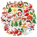 Set of 100 holographic Christmas stickers featuring Santa, trees, and reindeer motifs - Kids Christmas 50 Sheets Style A (4-5cm) (N36)