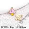 DIY enamel mushroom charm in pink and yellow finish for jewelry making, size 15x13mm - Pink Small Mushroom (BK1557#)