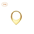 Gold plated 316L stainless steel teardrop clicker ring for nose and ear piercings - 1.2x8mm / Gold Tapered