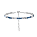 Elegant S925 sterling silver tennis bracelet with alternating blue and white zircons - Platinum 3mm Blue-White Zirconia (16.5+5cm)