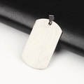 Silver brushed stainless steel military dog tag pendant with smooth blank surface - Brushed Sharp Corner 4.9*2.8*0.18cm