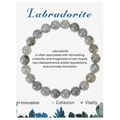 Natural 8mm labradorite beaded bracelet with blue iridescence for creativity and energy - Moonstone Bracelet