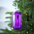 Sparkling purple acrylic gemstone ornament for Christmas tree decor, size 13x6x4cm - Emerald Cut Gem / Purple