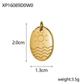 Detailed size specifications of the golden sun and wave stainless steel oval pendant - XP16089D0W0-Gold Oval Sun Moon