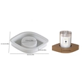 Silicone mold for hexagon candle base shown with brown resin cast and dimensions - Eye-shaped