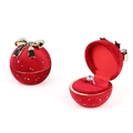 Scatola porta anelli natalizia sferica in velluto rosso con stelle d'oro e fiocco - Scatola per anelli / Rosso