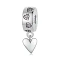 Charm en argent s925 avec pierres roses et pendentif en forme de cœur poli - Argent 925 + Zirconium Rose / Cœur Dynamique Zirconium Rose Bouchon Silicone