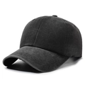 Vintage washed cotton baseball cap with a distressed plain charcoal grey finish - Adjustable / Black