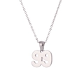 Polished silver stainless steel necklace with 1999 number year pendant on white backdrop - Silver (99)