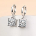Square princess cut moissanite drop earrings in S925 sterling silver finish - White Diamond Led-103