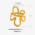 Abstract flower open ring in gold plated stainless steel with minimalist line design - Hollow Flower / Gold