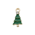 Golden Christmas tree pendant with green enamel finish and sparkling top zircon detail - Green Rhinestone Christmas Tree