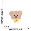 Brown teddy bear chenille patch with yellow bow, dimensions 4cm width and 3.7cm height - Yellow Bowtie Brown Bear-3.7*4.0cm