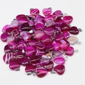 Pendenti a cuore in agata rosa con venature naturali e ganci in metallo - Agata rosso rosa