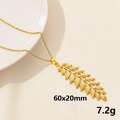 Minimalist gold leaf pendant necklace in stainless steel with realistic leaf vein texture - S1104-Gold Color