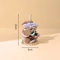 Solid wood hair tie display stand 15cm height with mixed fabric floral scrunchies - Solid Wood Small Scrunchie Holder